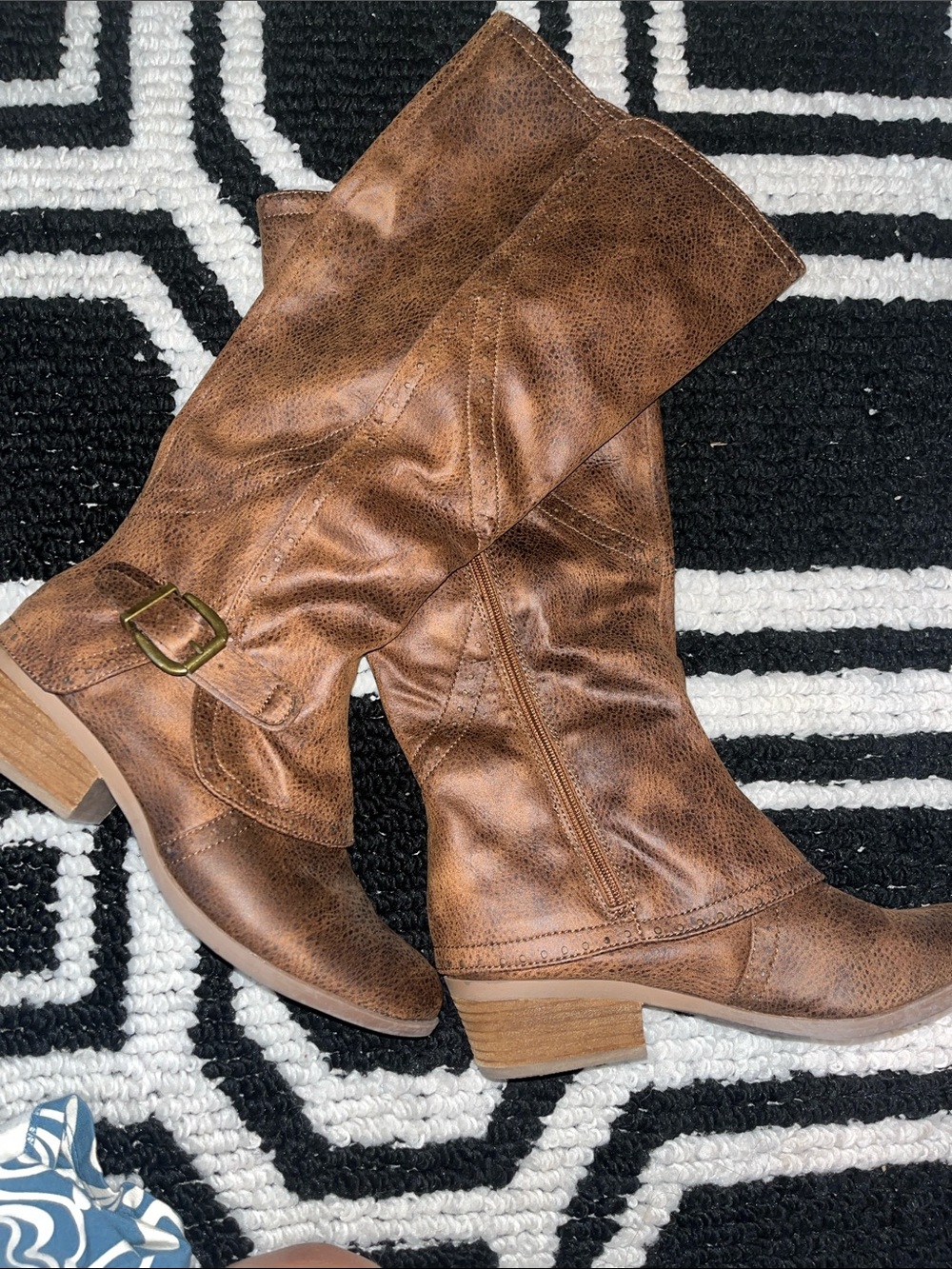 Not Rated Tall Brown Riding Boots with Buckle